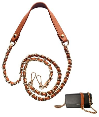 Zzcy Leder Kettenriemen Umhängetasche Kette 120cm Riemen Handtasche Gold Abnehmbare Handtaschen Kette Taschen Riemen Schultergurt für Taschen Umhängetaschen, Handtaschen