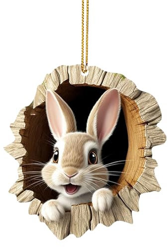 Osterhase Anhänger, Osterdeko Zum Aufhängen, 2D Osteranhänger Hase, Ostern Deko Hase, Acryl Anhänger Ostern, Osterschmuck Zum Aufhängen, Perfekt Als Osterdekoration für Zu Hause/E