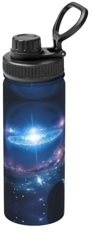 Space Planets - Borraccia per campeggio ed escursionismo, in acciaio inox, isolamento a doppia parete