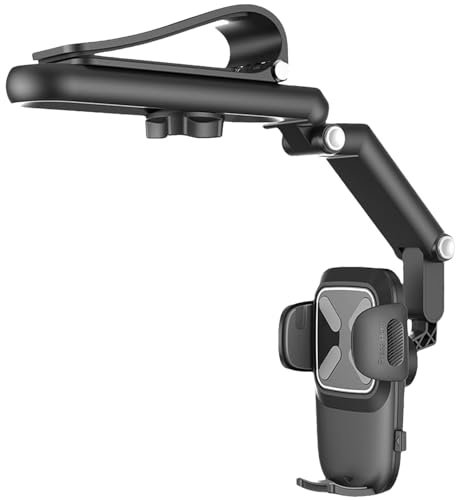 Car Phone Holder, 360° Rearview Phone Holder for Car Sun Visor,360° Rotatable Adjustable Mount Clip for Cellphone