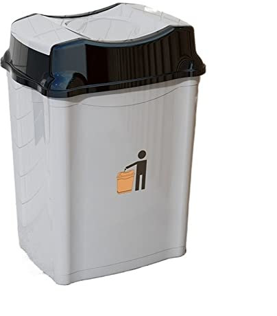 Poubelle d'extérieur Poubelle à couvercle pivotant en plastique 6/12/20/30/50/80 L, poubelle de cuisine amovible avec couvercle pivotant for usage intérieur, extérieur et commercial Poubelle(50L,Khaki