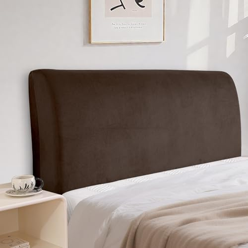 CYCMACO Samt Bett Kopfteil Bezug Universell 180cm, Kaffee | Staubdichte Dehnbare Kopfteilbezug, Verdicken Kopfteilbezug Überzug, Strecken, Waschbar, Für Schlafzimmerdekoration