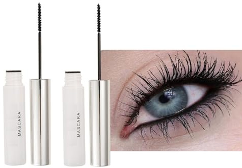 2pcs Mascara Wasserfest Schwarz,Wimperntusche Wasserfest,Ultra Fine Waterproof Mascara Black,Long-lasting Cream Wimperntusche mit Silk Fiber,Verlängernd,Wisch- und klumpenfrei (2pcs Schwarze)