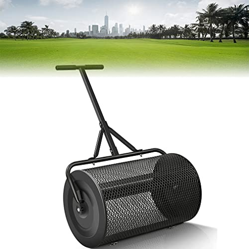 YXZQLOZ Lawn and garden fertilizer spreader, 24 inch compost spreader, peat moss spreader with heavy duty metal roller, rust proof manure spreader, peat spreader