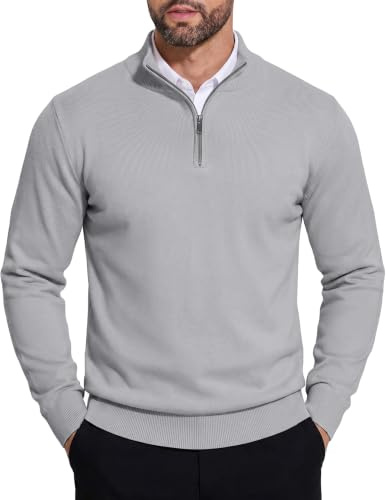 COOFANDY Mens Quarter Zip Jumper Knitted Jumper Turtleneck Jumpers Long Sleeve Winter Jumpers Warm Mock Neck Pullover