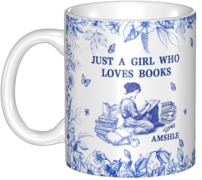 Tazza con scritta Just A Girl Who Loves Books, regalo unico per donne, amanti dei libri, idea regalo per donne, lettori, bibliotecarie, nome personalizzato, tazza da caffè, regalo dell'amicizia, per