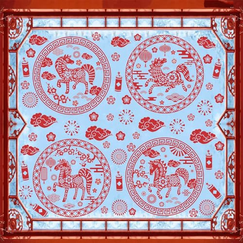 TOARTI Neujahrs Fenster Aufkleber,Pferdes Fensterbilder 2026 Neujahrsfest Fensterdekoration Pferdes Chinesisches Neujahrs Fenster Abziehbilder