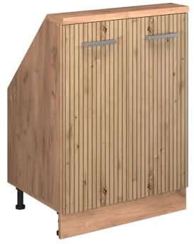 Vicco Dachschrägenschrank Rion, Artisan-Eiche/Goldkraft Eiche | B60 x T46 cm, mit 2 Türen, platzsparend für Dachschrägen