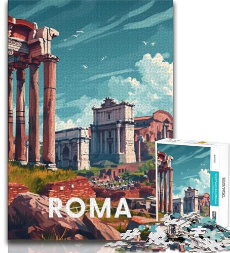 Rom Forum Romanum Puzzle für Erwachsene 1000 Teile, Spielzeug, Lernspiele, Stressabbau, geeignet für die Schreibtischdekoration, 38x26cm