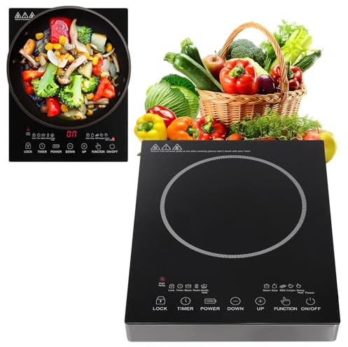 Sararoom Ce/rankochfeld 3500W Ce/ranfeld Tragbares Touch Steuerung Kochfelder, Glaskeramikkochfeld Kochplatte - 6 Modi 9 Stufen Leistung, 1 Min-3 Stunden Timer Funktion Herdplatte,1 Kochfeld 1 Platten