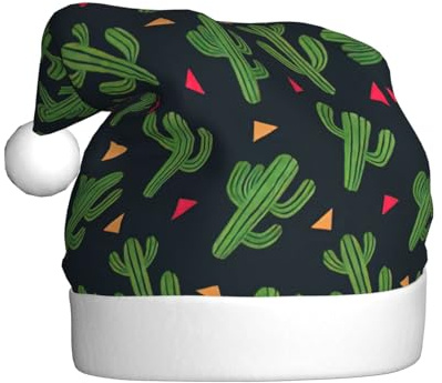 OXbnmm Kaktus-Kunstdruck (1 Stück) Weihnachtsmütze, Weihnachtsmütze, Weihnachtsmütze, Erwachsene, Unisex, Hüte für Partyzubehör, weiche Kappen