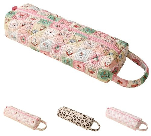 MOMOJULI Cute Quilted Hair Tools Bag with Zip Hair Styling Accessories Travel Storage Case Organiser for Shark FlexStyle,Dyson Airwrap Hair Dryer,Curling Iron,Revlon Hair Tools