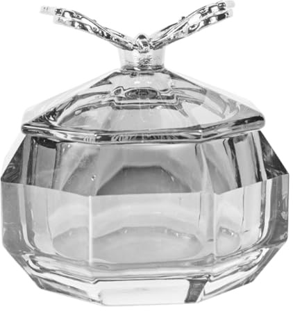 CLISPEED Coupe à Ongles en Acrylique avec Couvercle en Métal, Bol Transparent Octogonal Gris Foncé, Récipient Anti-éclaboussures pour Accessoires Nail Art, Pot Polyvalent pour Manucure