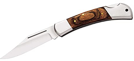 Herbertz Taschenmesser, Heftlänge 10 cm, Stahl 420, Pakkaholz, mattierte Edelstahlbacken, scharfes Klappmesser,223310, Edelstahl, grau, Medium
