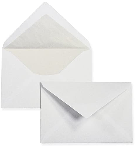 Umschläge C6 weiss 500 St. PREMIUM gefüttert 100/qm | weiß mit Innenfutter Seidenfutter nassklebend von TATMOTIVE Format 114 x 162 mm für Karten und gefalzte Briefe A6