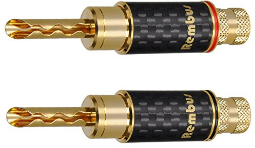 Rembus High End Bananenstecker Carbon | vergoldet | Tube | 4 Stück | BS-236