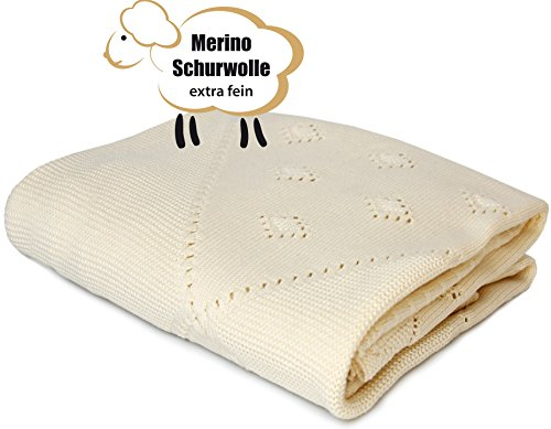 Babydecke Kuscheldecke und Schmusedecke aus 100% Merino Wolle extra fine