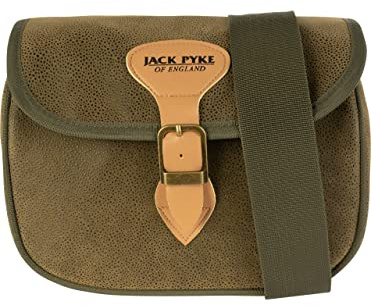 JACK PYKE Speed Loader Cartridge Bag Duotex – Durable Shooting Bag with Leather Fastenings, Adjustable Strap, Holds 70+ Cartridges for Clay Shooting & Game - Green