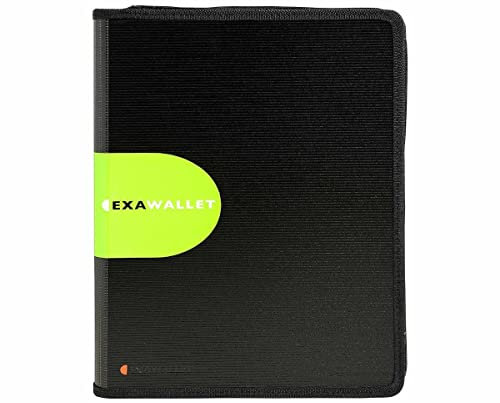 Exacompta - Réf. 55534E - Carton de 5 conférenciers Exawallet - livré avec un bloc papier A4 ligné et une calculatrice solaire - en PP haute résistance - fermeture zip intégrale - couleur noir