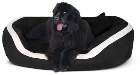 tierlando® Orthopädisches Hundebett Pepper Soft aus Velours - XL Hundesofa mit Visco-Matratze - Mega Dick & Weich, Größe: 135x100cm | Farbe: 03 Schwarz