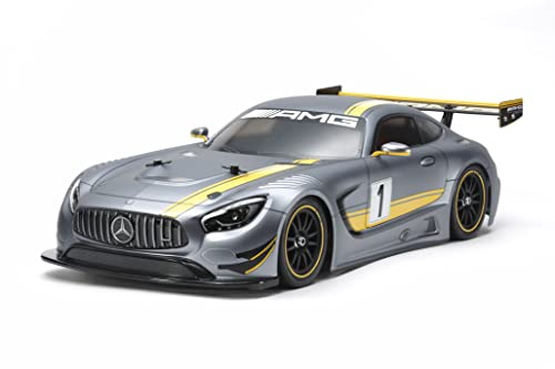 Tamiya 58639 1:10 Mercedes AMG GT3 (TT-02) -ferngesteuertes Auto-Elektromotor-RC Bausatz-Modell Fahrzeug-On Road-Soprtwagen-Polycarbonat Karosserie-Unlackiert-58639, TAM58639