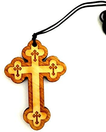 IconsGr - Collier avec pendentif religieux grec chrétien orthodoxe avec croix en bois - 38