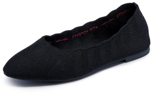 Skechers Women's Women's Cleo Bewitch Ballet FlatBallet Flat | Modern Comfort Casual, Air-Cooled Memory Foam, Stretch Fit, Machine Washable, Vegan