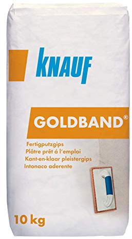Knauf Goldband Fertig-Putzgips als Untergrund für Tapeten, Fliesen oder Dekor-Putze, 10-kg – hochwertige Spachtel-Masse, geschmeidiger Grund-Putz für Wand-Flächen im Innen-Bereich