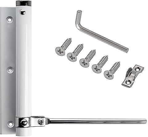 Stahlia Automatischer Türschließer Weiß (2 Stück) Türdämpfer 55 KG Schließkraft Zimmertür Haustür Gartentor Scharnier Stangentürschließer