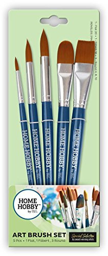 HomeHobby by 3L Art Brush Set, Blue Brown, Mixed Size (5 pcs)