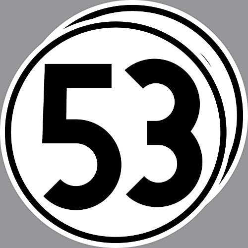2 Aufkleber 20cm Startnummer 53 Sticker Auto Start Nummer Herbie VW Käfer Deko