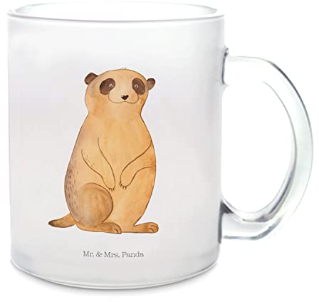 Mr. & Mrs. Panda Teetasse Erdmännchen - Geschenk, Teebecher, Spruch, Traveling, Teeglas, Teetasse aus Glas, Glas Teetasse, Wildtiere, Reisen, Afrika