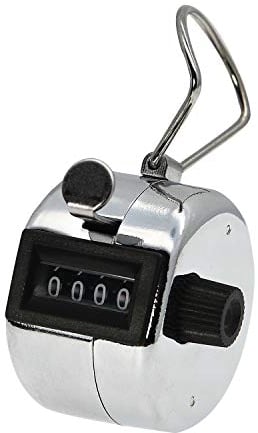 AMTAST Metall Hand Tally Counter Clicker 4-stelliger mechanischer Palm Counter Clicker mit Fingerring-Zahlenzählung für Schule Golf & Konzert