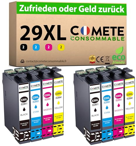 COMETE, Marque française - 29XL - 8 Cartouches Compatibles avec Epson 29 XL Fraise - Multipack pour XP-342 XP-352 XP-452 XP-332 XP-245 XP-442 XP-255 XP-355 XP-455 XP-247 XP-432 XP-435 XP-335 XP-345