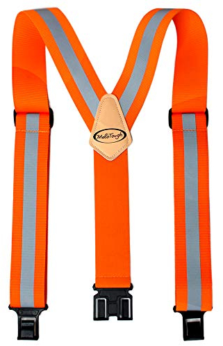 MELOTOUGH Perry Hosenträger mit Gürtelclip für Herren mit Nichtmetallendclip, reflektierende Sicherheits-Hosenträger, Orange reflektierend, Einheitsgr��e