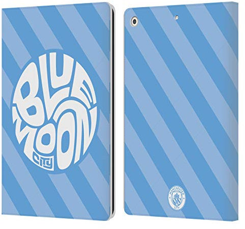 Head Case Designs Licenciado Oficialmente Manchester City Man City FC Blue Moon Rayas Patrones Carcasa de Cuero Tipo Libro Compatible con Apple iPad 10.2 2019/2020/2021