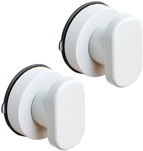 ProLeo Suction Cup Handles, Pack of 2 PVC & ABS, for Doors, Fridges, Drawers, Cupboards, Bathroom, Balcony, Tiles, Glass, White & Silver