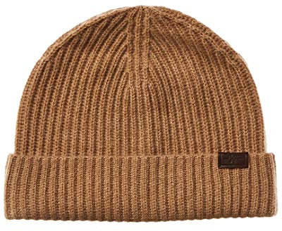 Hickey Freeman Herren Strickmütze Kaschmir - 100% italienischer Kaschmir, Camel Rib, Einheitsgröße