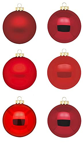 Inge Glas Weihnachtskugeln | Schöne Christbaumkugeln aus Glas | 30 Kugeln in Karton-Box | Christbaumschmuck Weihnachtsbaumschmuck Weihnachtsbaumkugeln (Ruby Red | rot Mix)