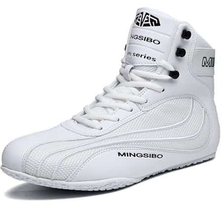 Boxschuhe Herren Wrestling Schuhe Jugendliche Muay Thai Kickboxen Sparring Boxers Trainers Kampfsport Schuhe Atmungsaktive Bodybuilding Boxen Stiefel,Weiß 96 40