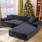 NAKIHOUSE Dicke Samt Sofa Überwürfe Sofabezug mit einem Kissenbezug, Superweicher Elastische Sofa Abdeckung in Grau Farbe für 1/2/3/4 Sitzer（L-förmiges Ecksofa erfordert Zwei）