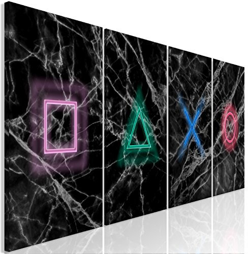 murando Cuadro Acústico para jugadores Consola 160x60 cm espuma acústica absorbe el sonido aislamiento lienzo de 4 piezas Decoración de Pared negro gris i-A-0140-b-i