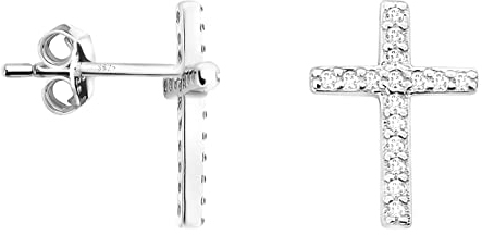 SOFIA MILANI - Damen Ohrringe 925 Silber - mit Zirkonia Steinen - Kreuz Ohrstecker - E1273