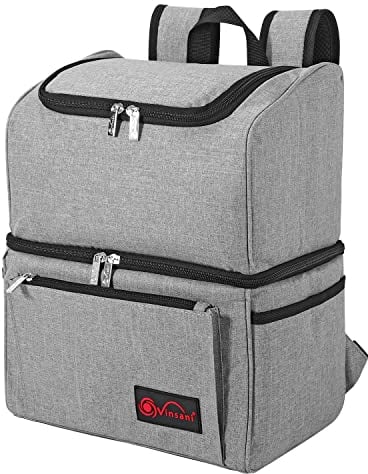 Vinsani 18L Dual Compartment Backpack Cooler Bag Large Capacity Double Decker Insulated Picnic Storage Bag Foldable Leakproof & Portable Suitable for Picnic Camping Beach Car Outdoor