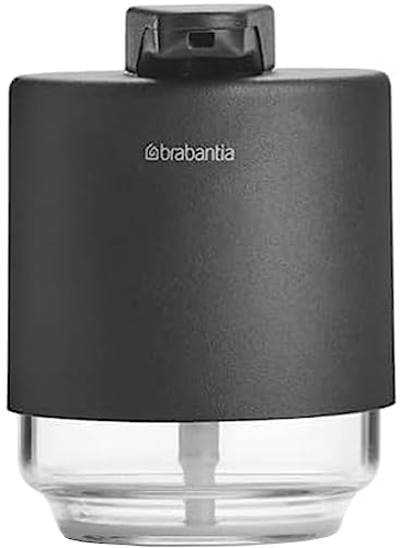 Brabantia - Mindset Portasapone - Meccanismo a Pompa Antigoccia - Facile da Ricaricare - Realizzato in Metallo e Vetro Resistenti alla Corrosione - Accessorio da Bagno - Infinite Grey - 200 ml