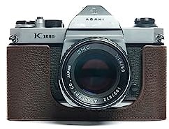 Handgefertigt aus echtem echtem Leder halbe Kamera Tasche Tasche Abdeckung für Pentax K1000 dunkelbraune Farbe