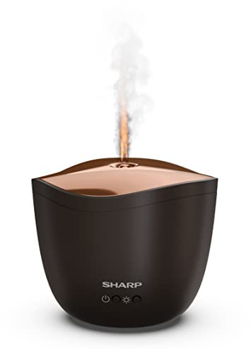 SHARP Ultrasonic Aroma Diffuser with Mist & Light Function, Electric Home Scent Fragrance/Humidifier Machine with LED Light, Ambient Aromatherapy Unit – Brown/Rose Gold (DF-A1U-T)