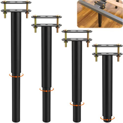 KOMOHOM (4 Stück) 25,4 - 43,2 cm höhenverstellbares Stützbein für Bettrahmen, Stahl-Bettrahmen oder Holzbett-Mittel-Lattenstützbein, verstellbare Bettgestellbeine
