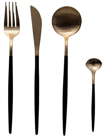 Secret de Gourmet - Ménagère en INOX 24 pièces Couverts en INOX Modèle IDA NOIR OR