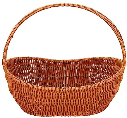Korb Geflochten Korb Mit Henkel gewebter Speicherkorb Oval Geschenkkorb Picknickkorb 26x20x23 cm Obstblumenkorb Foto Requisiten für Hochzeitskonzert